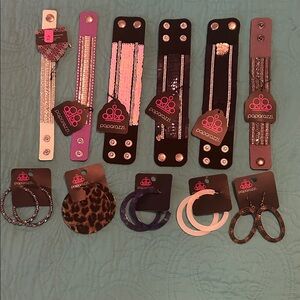 paparazzi Pink, Black, Purple & Silver Bracelet and Earring Set